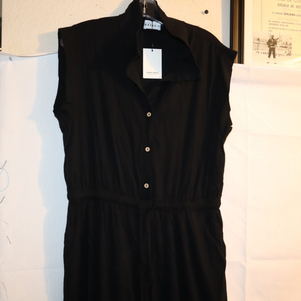 Hayes Sleeveless Jumpsuit Black Size XL Petite Short Story - Picture 10 of 12